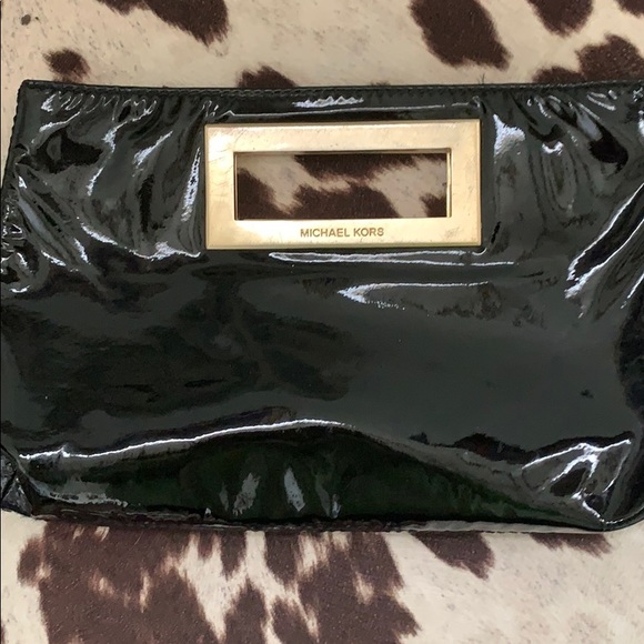 Michael Kors Black & Gold Patent Leather Clutch - Picture 7 of 7